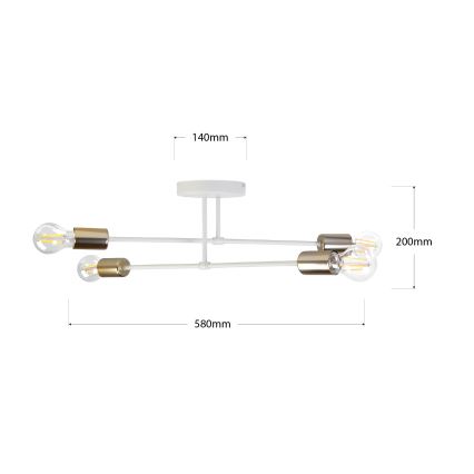 Luminária de teto sobreposta CAMBRIDGE 4xE27/15W/230V latão/branco