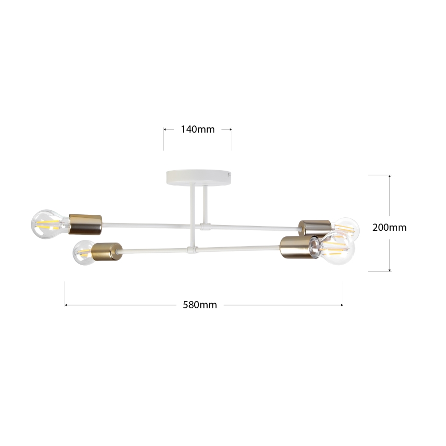 Luminária de teto sobreposta CAMBRIDGE 4xE27/15W/230V latão/branco