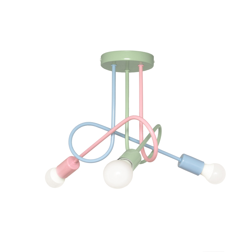 Luminária de teto sobreposta OXFORD 3xE27/15W/230V verde/rosa/azul