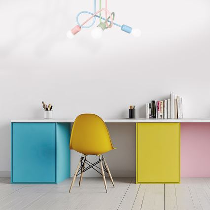 Luminária de teto sobreposta OXFORD 3xE27/15W/230V verde/rosa/azul