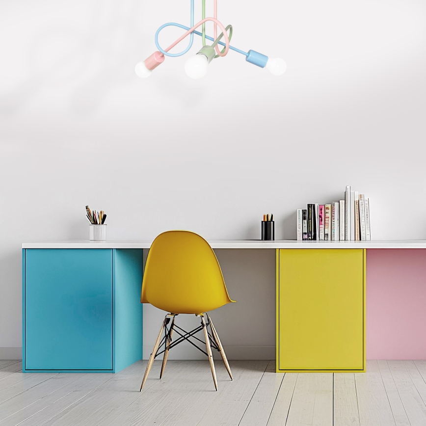 Luminária de teto sobreposta OXFORD 3xE27/15W/230V verde/rosa/azul