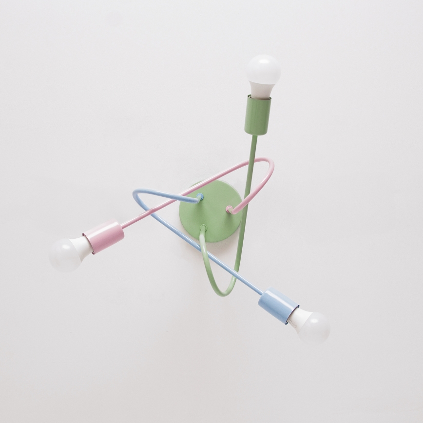 Luminária de teto sobreposta OXFORD 3xE27/15W/230V verde/rosa/azul