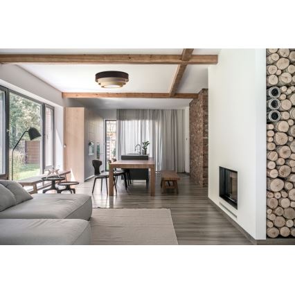 Luminária de teto TRINITI 2xE27/60W/230V castanha/bege/dourada