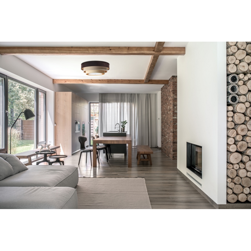 Luminária de teto TRINITI 2xE27/60W/230V castanha/bege/dourada