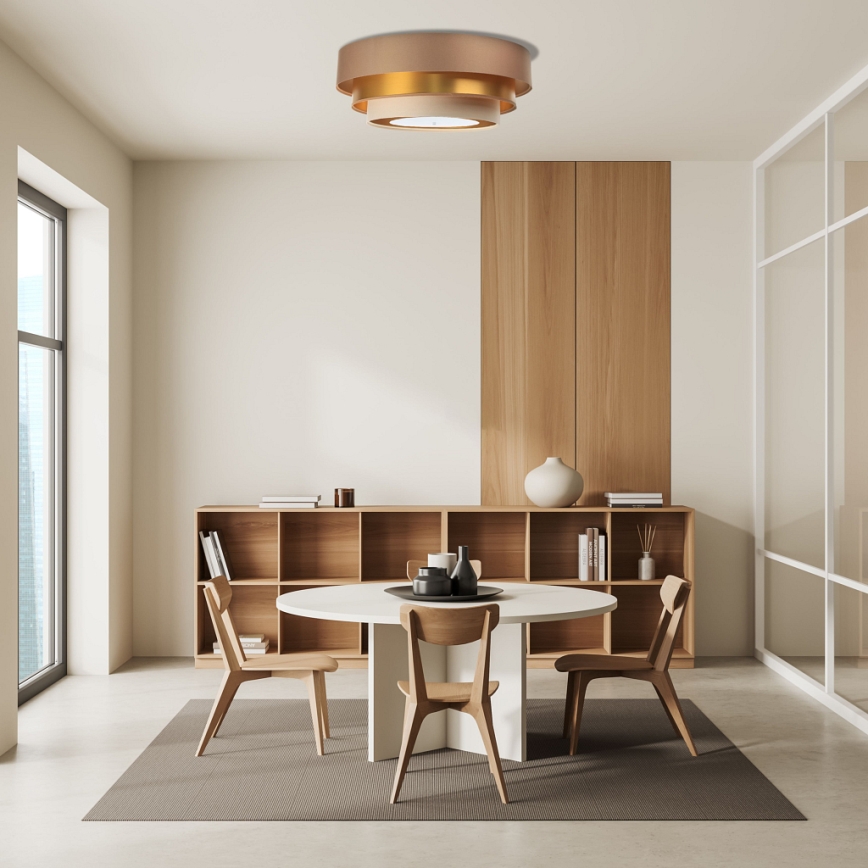 Luminária de teto TRINITI 2xE27/60W/230V castanho/dourado/bege