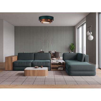 Luminária de teto TRINITI 2xE27/60W/230V verde/cobre/marrom