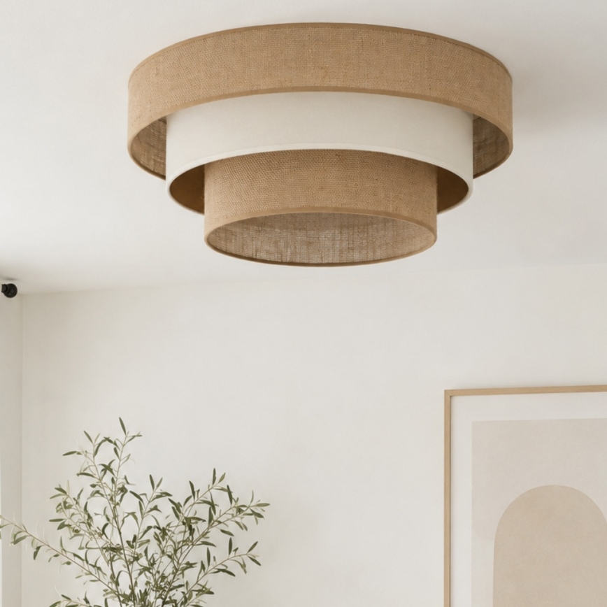 Luminária de teto WENTA 1xE27/60W/230V, diâmetro 50 cm, juta/bege