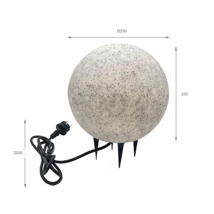 Luminária decorativa de exterior LUMISTONE 1xE27/15W/230V IP65, diâmetro 25 cm