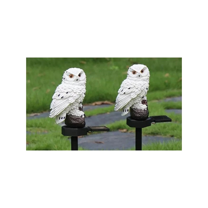 Luminária solar decorativa com sensor, 6xLED/1,2V 3000K 40 cm 600 mAh IP44, coruja