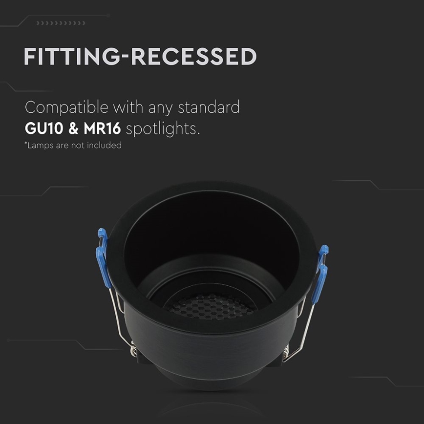 Luminária de embutir GU10 diâmetro 9 cm preta