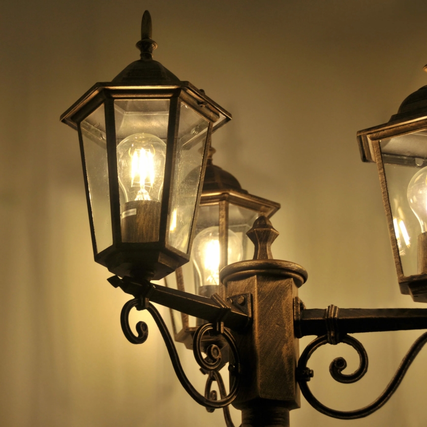 Luminária exterior 3xE27/20W/230V IP43 2,58 m pátina