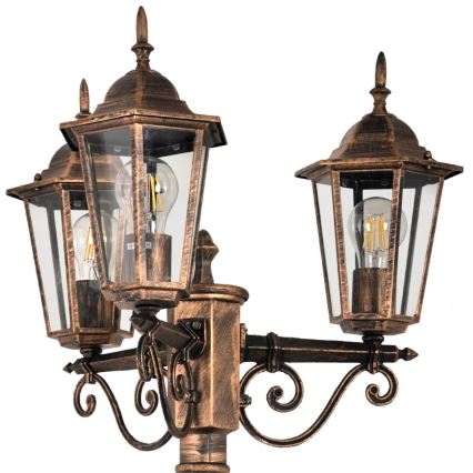 Luminária exterior 3xE27/20W/230V IP43 2,58 m pátina