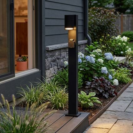 Luminária exterior com tomada SCHUKO 1xGU10/10W/230V IP44 80 cm preta