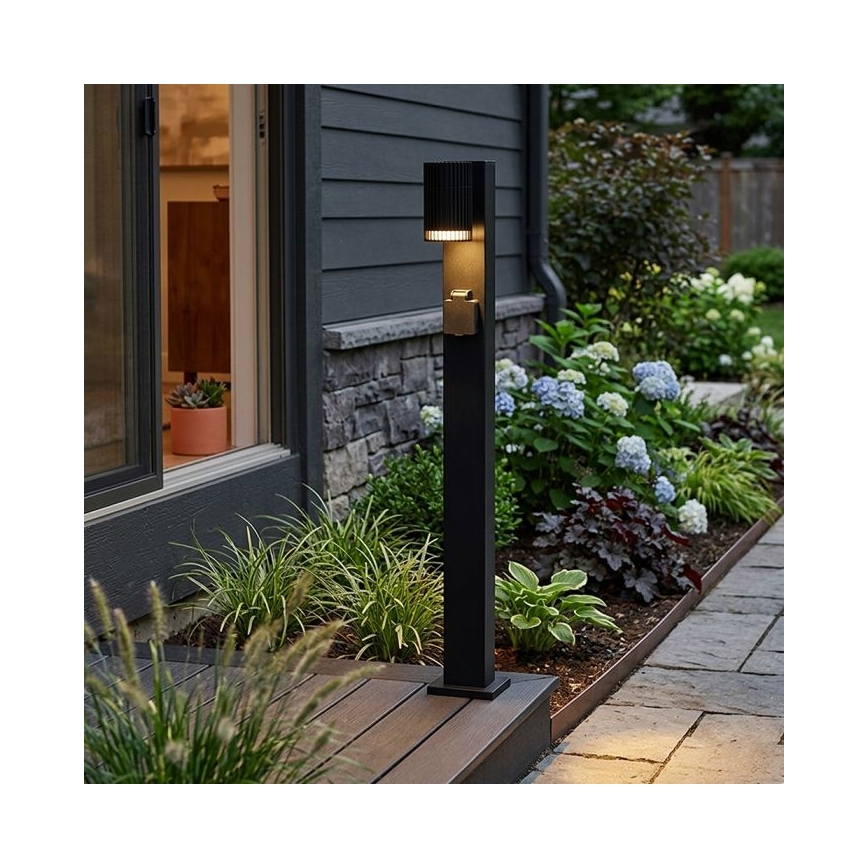 Luminária exterior com tomada SCHUKO 1xGU10/10W/230V IP44 80 cm preta