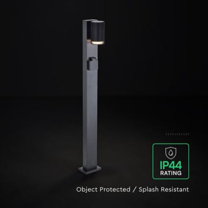Luminária exterior com tomada SCHUKO 1xGU10/10W/230V IP44 80 cm preta