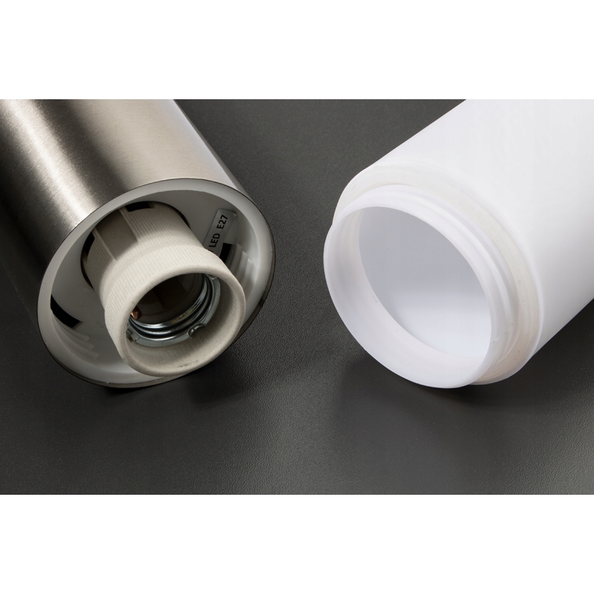 Lâmpada LED RGBW regulável para exterior LIVIA 1xE27/6,5W/230V 2700-6500K Wi-Fi 100 cm IP44 prateada