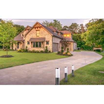 Luminária exterior LIVIA 1xE27/10W/230V 45 cm IP44 prateada