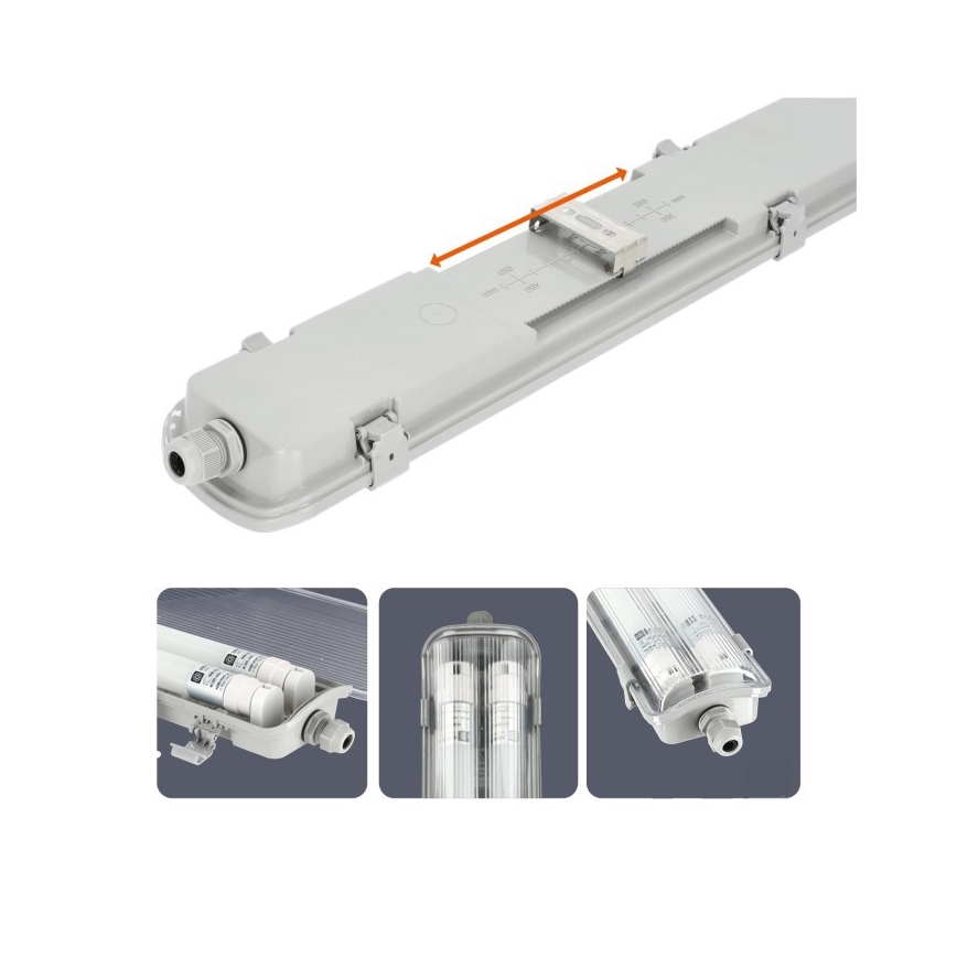Luminária fluorescente técnica LED T8 2xG13/18W/230V 5000K IP65 127 cm