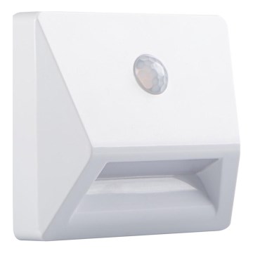Luminária LED de embutir com sensor de movimento e de crepúsculo IRS LED/0,3W/3xAAA IP54 branca