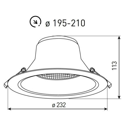 Luminária de teto embutida dimerizável LED para casa de banho NYON LED/20/26W/230V 3000/4000/5700K Ø 23,2 cm IP44 branca