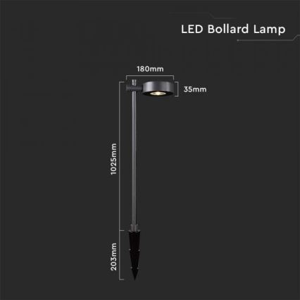 Luminária LED de exterior 7W 230V 3000K IP65 preta 102 cm