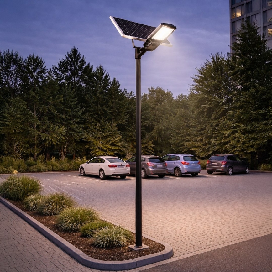 Luminária LED de rua regulável com sensor e painel solar KOBRA LED/400W/3,2V 24000 mAh IP65 antracite + controlo remoto