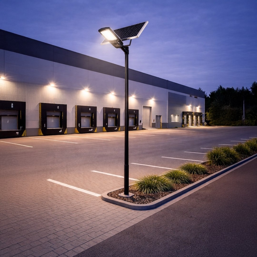 Luminária LED de rua regulável com sensor e painel solar KOBRA LED/400W/3,2V 24000 mAh IP65 antracite + controlo remoto