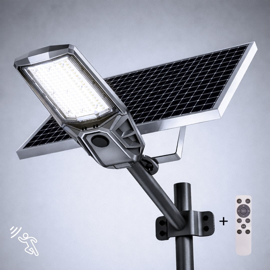 Luminária LED de rua regulável com sensor e painel solar KOBRA LED/400W/3,2V 24000 mAh IP65 antracite + controlo remoto
