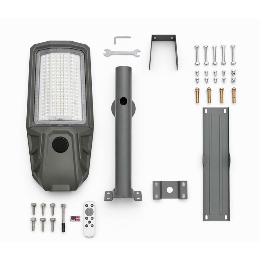 Luminária LED de rua regulável com sensor e painel solar KOBRA LED/400W/3,2V 24000 mAh IP65 antracite + controlo remoto
