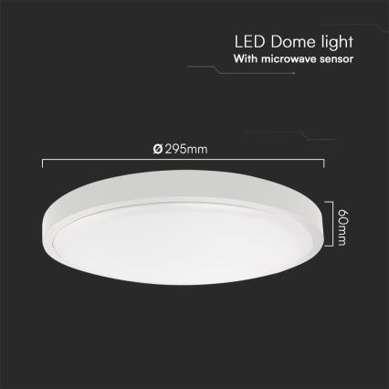 Luminária de teto LED para banheiro com sensor CHIP SAMSUNG LED/18W/230V IP44 4000K diâmetro 29 cm branca + controlo remoto