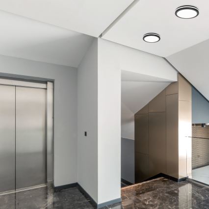 Luminária de teto LED para banheiro com sensor LED/24W/230V 3000/4000/6500K IP65 diâmetro 30 cm preta + controlo remoto