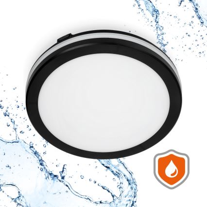 Luminária de teto LED para banheiro com sensor LED/24W/230V 3000/4000/6500K IP65 diâmetro 30 cm preta + controlo remoto