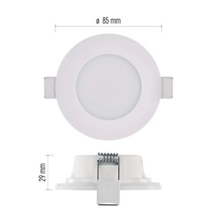 Luminária de teto embutida para banheiro LED LORI LED/4,5W/230V IP65 2700/4000K diâmetro 8,5 cm branca