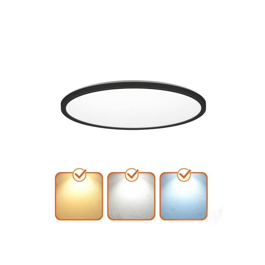 Luminária de teto LED para banheiro NIVERA LED/32W/230V IP54 3000/4000/6000K diâmetro 42 cm preta