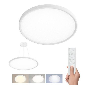 Luminária LED dimável de teto, montagem aparente ou pendente, 50W/230V, 3000–6500K + controlo remoto