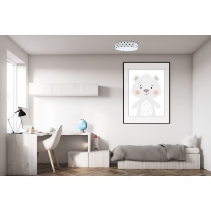 Luminária de teto infantil LED regulável SMART GALAXY KIDS LED/24W/230V 3000-6500K pontos branco/preto + comando à distância