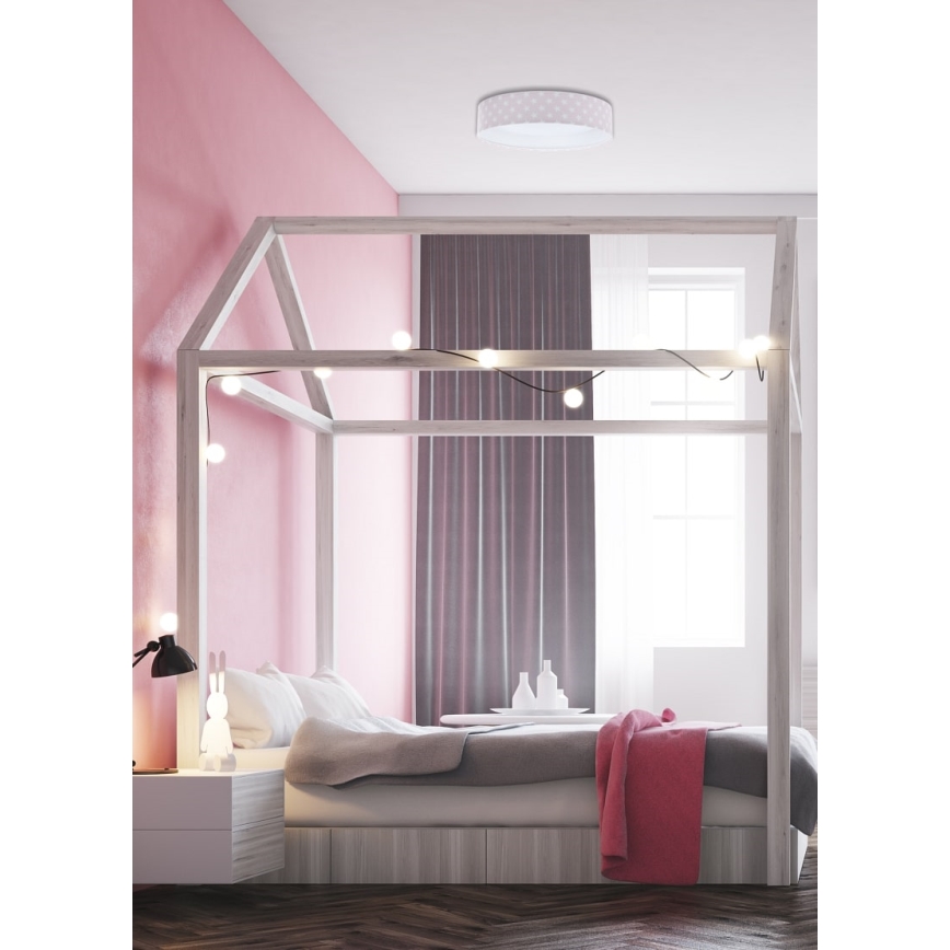 Luminária de teto infantil LED regulável SMART GALAXY KIDS LED/24W/230V 3000-6500K estrelas rosa/branco + comando à distância