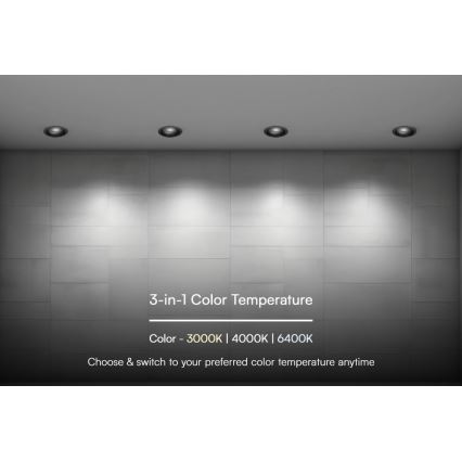 Luminária LED de embutir LED/24W/230V 3000/4000/6400K Ø 13,5 cm preta