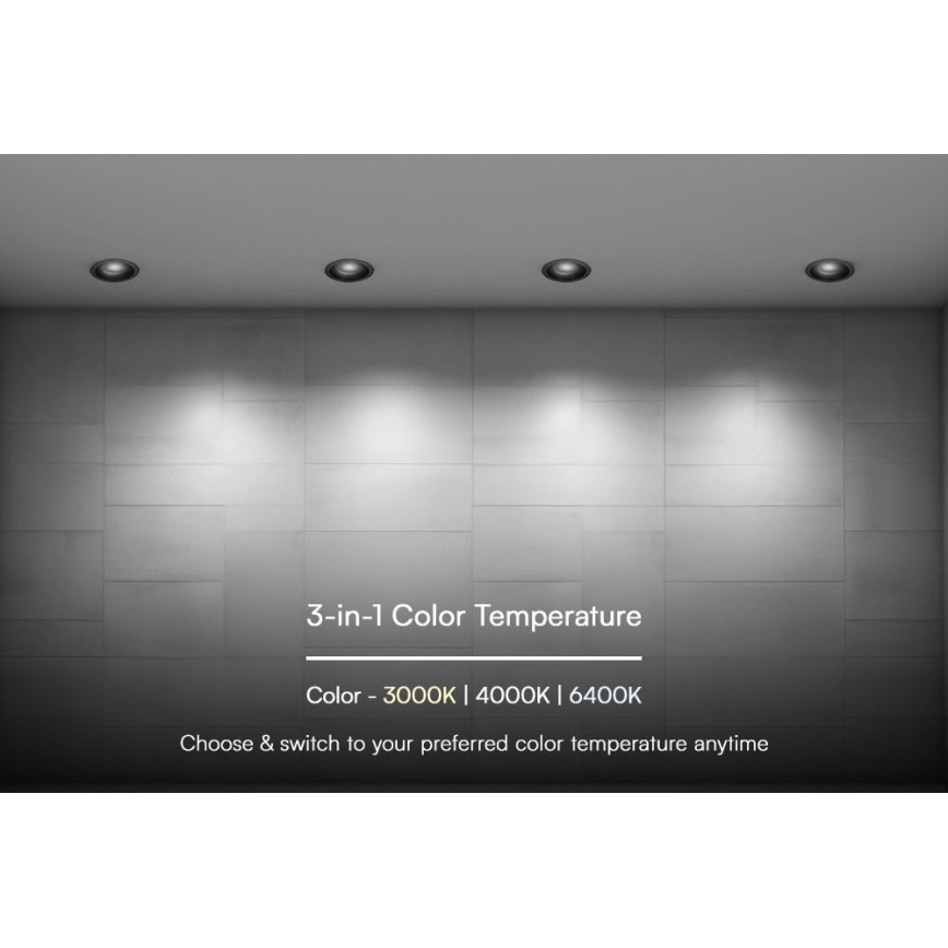 Luminária LED de embutir LED/24W/230V 3000/4000/6400K Ø 13,5 cm preta