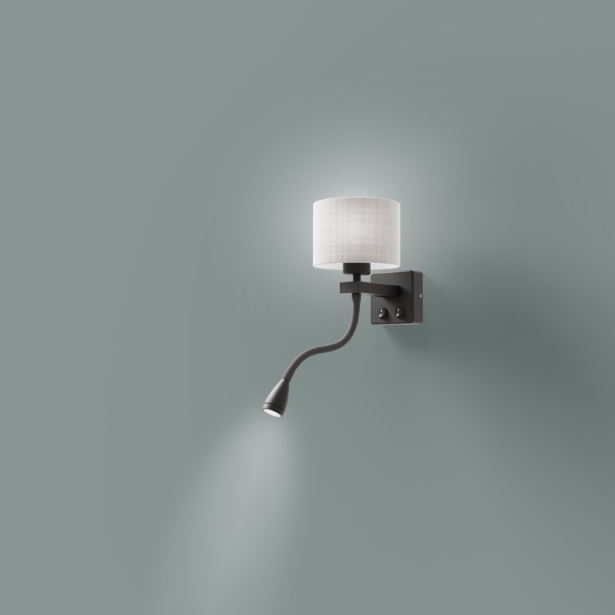 Luminária Flexível LED POLO 1xE27/40W+LED/2W 230V preta