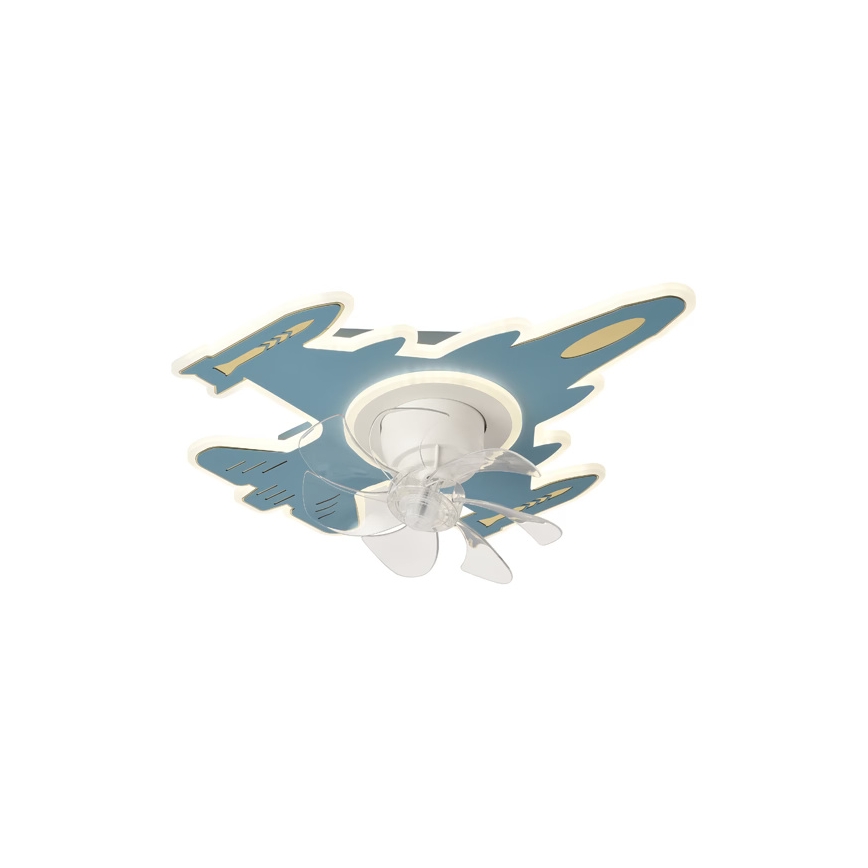 Candeeiro de tecto infantil LED dimerizável com ventilador, LED/63W/230V 3000/4000/6000K, azul + controlo remoto