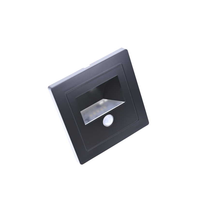 Luminária LED para escadas com sensor de movimento e crepúsculo LED/3W/230V 6000K preta