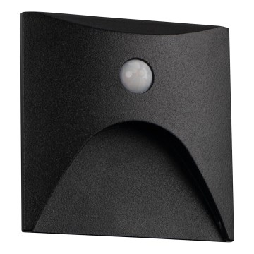 Luminária LED para escadas com sensor de movimento e de crepúsculo EXIN LED/2,5W/230V 4000K IP65 preta, quadrada
