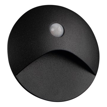 Luminária LED para escadas com sensor de movimento e de crepúsculo EXIN LED/2,5W/230V 4000K IP65 preta redonda