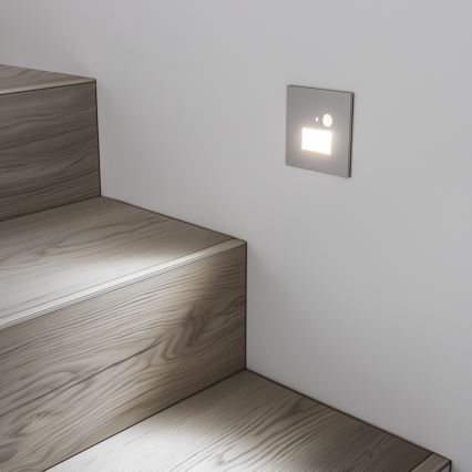 Luminária de escada LED com sensor de movimento e de crepúsculo LED/1,5W/230V 3000/4000/6500K cinzenta