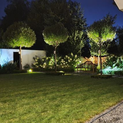 Luminária LED RGBW regulável para exterior BLAKE 1xGU10/4,8W/230V IP65 + controlo remoto
