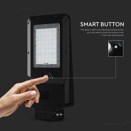 Luminária LED solar de rua com sensor, 20W, 7,4V, IP65, 5400 mAh