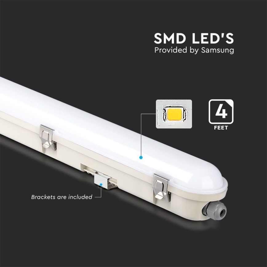 Luminária técnica LED fluorescente com módulo de emergência EMERGENCY LED/36W/230V 4000K 120cm IP65
