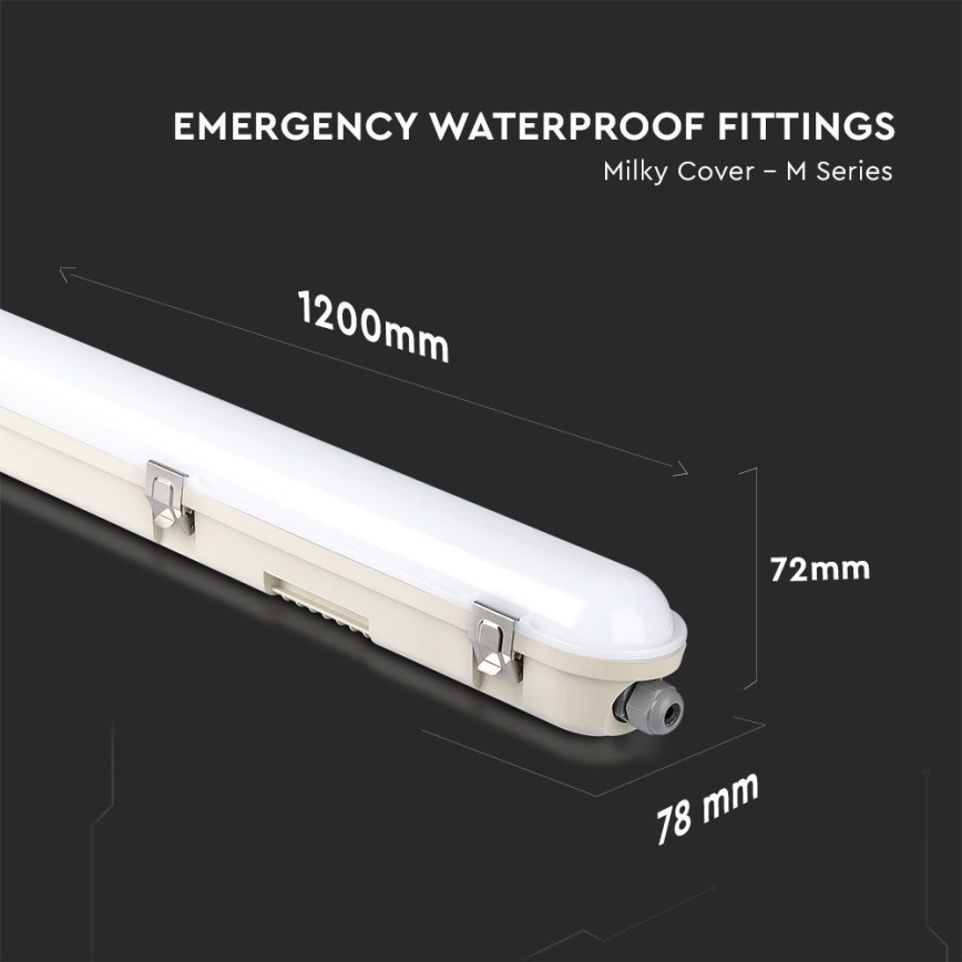 Luminária técnica LED fluorescente com módulo de emergência EMERGENCY LED/36W/230V 6500K 120cm IP65