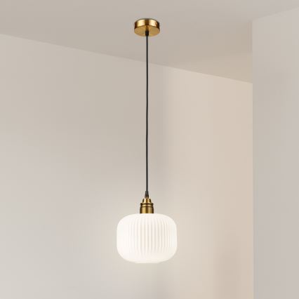 Luminária pendente com cabo HECTOR 1xE27/15W/230V, branco/latão, Ø 20 cm